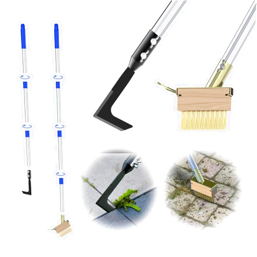 Viscogrip Crack Weeder Tool Set, Manual Stainless Steel Crevice Weeding Tool with Adjustable Handle for Moss & Weed Removal in Driveways, Patios, Pavers, Garden Cracks
