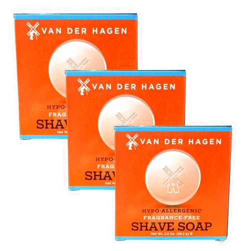 Van Der Hagen Men's Luxury Fragrance Free Shave Soap (Pack of 3)