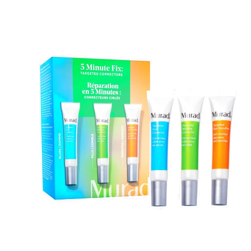 Murad 5 Min Fix: Targeted Correctors Travel Trio Kit - Anti-Aging Skincare Kit, Reduces the Look of Fine Lines and Wrinkles - Brightens and Depuffs Under Eyes - Erases the Look of Pores - 3-Piece Set