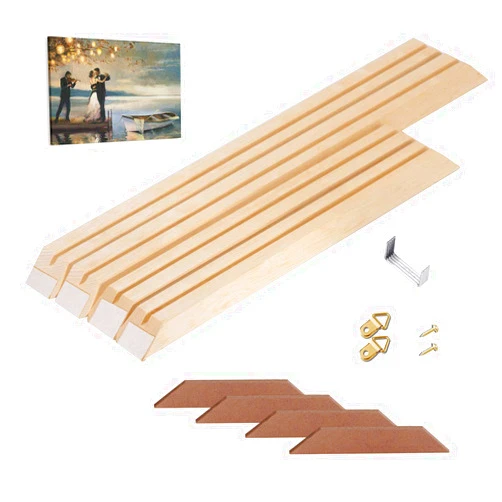 Prixas Print Canvas Frame, 24 x32 Inch Stretcher Bars Wood Kits with Accessories for Oil Painting and Picture Wall Art
