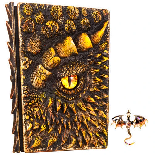 LZlightactor 3D Dragon Eye Embossed Journal,Resin Engraving Notebook,Dnd notebook for Dragon Lovers ，Blank Paper,Hardcover Travel Notepad for Writing,Sketchbook,Collection,Gift,Decoration A4 and A5 Size (A5-Gold
