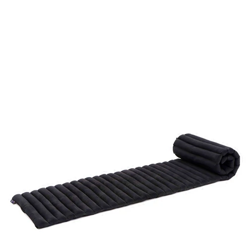Leewadee - Foldable Floor Mattress - Japanese Roll Up Futon -Trifold Tatami Mat- Guest Floor Bed - Camping Mattress - Thai Massage Mat, Kapok Filled, 75 x 20 inches, Black