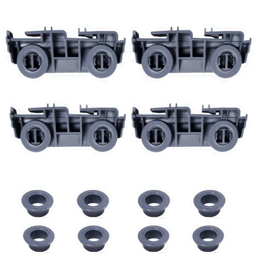 Bakaoof 4 Pack WD28X27241 GE Dishwasher Rack Carrier and Roller Kit,Replacement for GE,Hotpoint,Haier Dishwasher Lower Rack Wheels Assembly, Fit with Both Left and Right Side,Replace WD12X10447 WD12X10446