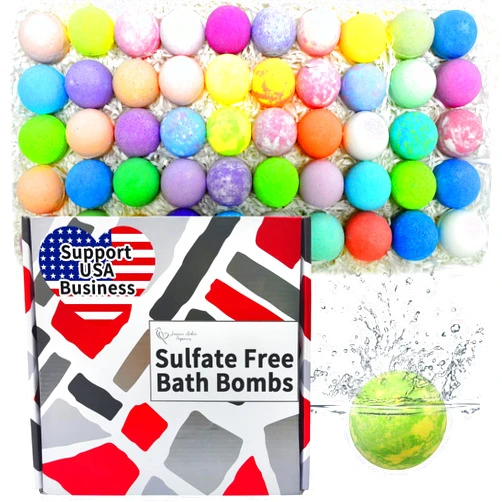 Joanne Arden Organics Best Best Bath Bomb Gift Set for Women - 50 Individually Wrapped Bath Bomb Bulk -Organic Moisturizing Bath Balls for Women Men & Kids. Party Favors for Adults & Teens. Sulfate Free Bathbombs!