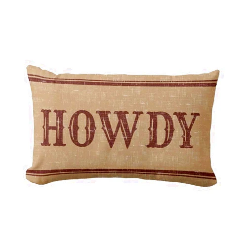 FAVDEC Decorative Howdy Pillow Cover 12 Inches x 20 Inches, Rustic Style with Howdy Lumbar Throw Pillow Cover, Cover only