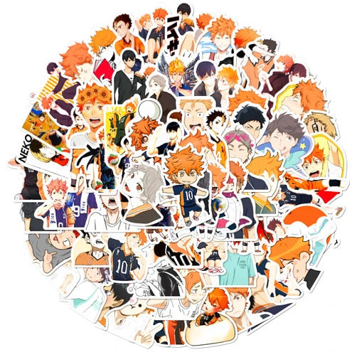 MINRAIN 100pcs Haikyuu Stickers for Teens Laptop, Fun Cute Manga Waterproof Vinyl Decals for Water Bottles Notebook Phone Luggage Skateboard Bike Motorcycle Bumper/Haikyuu
