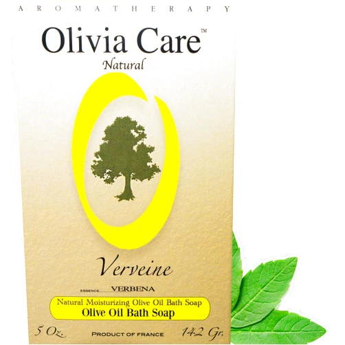 Olivia Care Verbena Bar Soap - Natural, Organic, Vegan - For Face, Hands & Body. Cold-Pressed Triple -Milled. Hydrating, Moisturizing. Rich in Calcium & Vitamins - 5 OZ