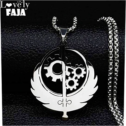 SELITE Brotherhood of Stainless Steel Fallout Charm Pendant Necklace Men Music Patch Game Flag Choker Necklace Jewelry joyas N19943