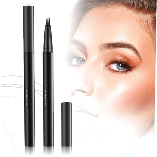 YHCFASHIPIN 2PC Eyebrow Pencil Eyebrow Microblading Pen - Upgraded Eyebrow Pen Micro 4 Tipped Precise Brow Pen & Long-Lasting Waterproof & Smudge Microblading Eyebrow Pencil (2, Black-2pc)