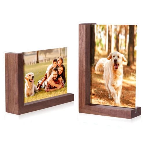 Mixoo 4x6 Picture Frames 2 Pack - Rustic Wooden Photo Frame L-shape Double Sided Frames Vertical & Horizontal Display for Table Top or Desktop