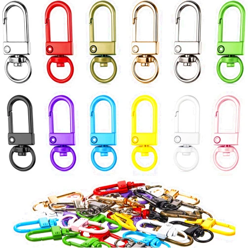 WILLBOND Colorful Metal Lobster Claw Clasps Swivel Lanyards Trigger Snap Hooks Strap with Key Rings DIY Accessories for Bag Key Chains Connector Jewelry Making, 12 Colors(36 Pieces)