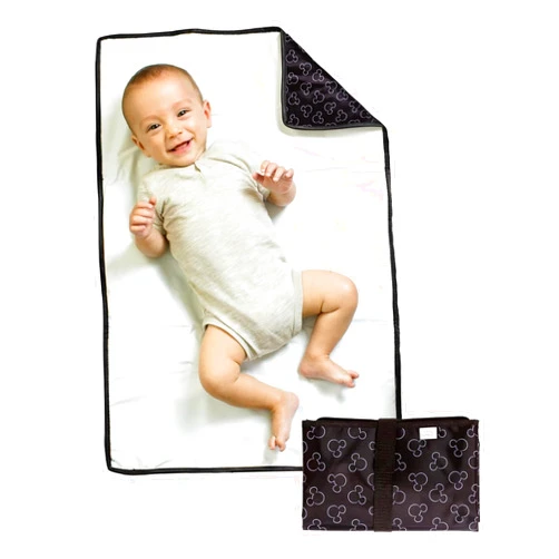 J.L. Childress Disney Baby by J.L. Childress Full Body Portable Changing Pad for Babies - Diaper Changing Mat for Travel, Baby Accessory Essentials, Wipeable & Water-Resistant, Foldable & Compact- Mickey Mouse Black