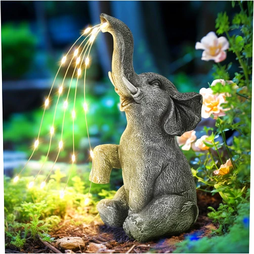 GIGALUMI Elephant Statue Solar Garden Decor, Birthday Gifts for Women, Gifts for Mom Grandma Senior Eleder, Outdoor Elephant Decor Ornament for Balcony, Garden, Patio, Yard, Lawn (Stay On Mode Only)
