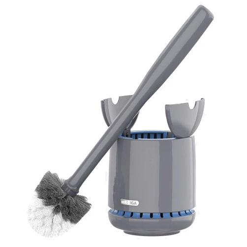 MR.SIGA Toilet Bowl Brush and Holder, Premium Quality, with Solid Handle and Durable Bristles for Bathroom Cleaning, Gray, 1 Pack
