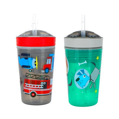Nuby Snack N' Sip 2 in 1 Snack and Drink Cup (Red/Grey)