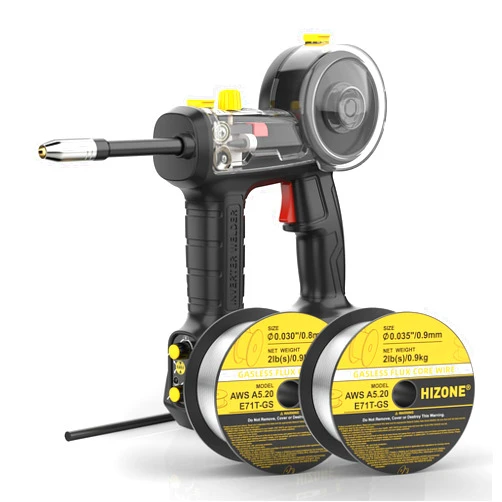HIZONE 100A Handheld Gasless MIG Welding Machine & E71T-GS 2lb .030