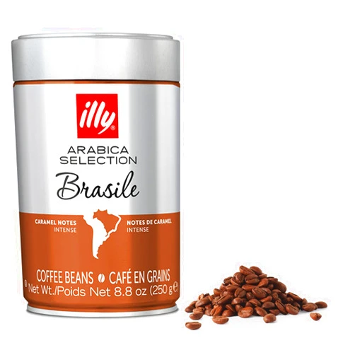 illy Whole Bean Coffee - Perfectly Roasted Whole Coffee Beans – Brasile Bold Roast - Notes of Caramel – Mild & Balanced - 100% Arabica Coffee - No Preservatives – 8.8 Ounce