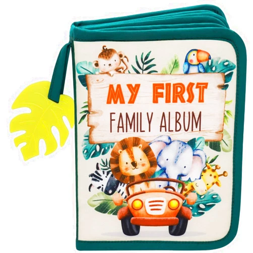 Urban Kiddy™ Baby's My First Family Album | Soft Photo Cloth Book Gift Set for Newborn Toddler & Kids (Safari)