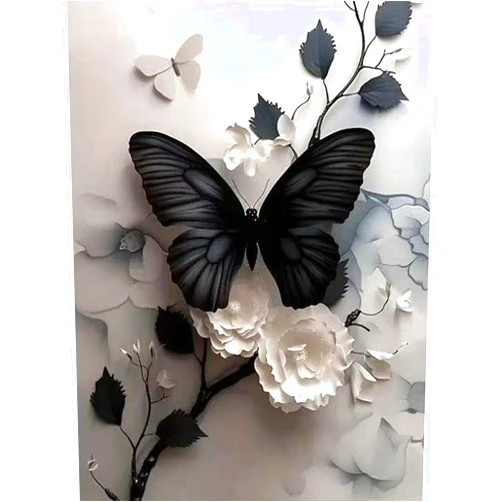 ZHUDENGXJL Butterfly Flower Diamond Art Kits for Adults,5D Full Round Drill Diamond Painting Kits for Beginners,DIY Diamond Dots Paintings Picture Arts Craft for Adults,Home Wall Decor 12 X 16Inch