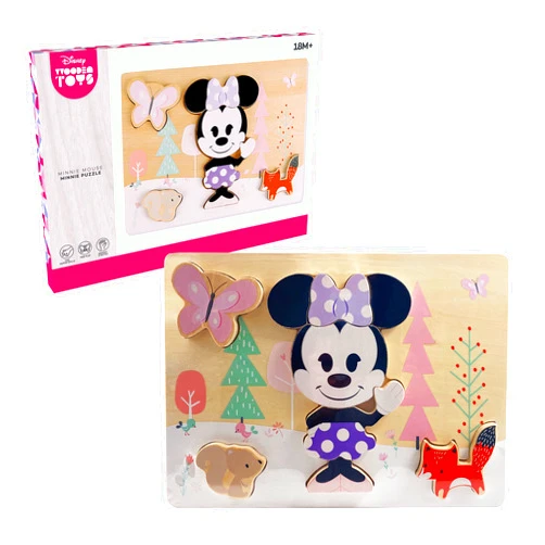 Just Play Disney Wooden Toys Minnie Mouse 8-Piece Puzzle, Early Learning and Education, Pretend Play, Kids Toys for Ages 18 Month