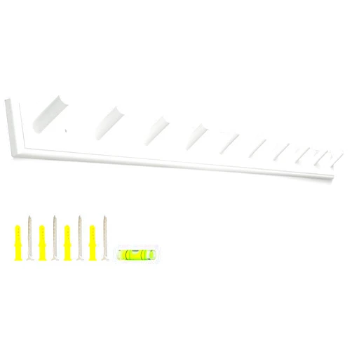 Horkmous 10 Hook Coat Rack Wall Mounted, Long 38 Inches Wooden Wall Coat Hanger with 10 Pegs, 16'' Hole to Hole Wall Coat Hooks for Hanging Towels, Hats, Backpacks, Clothing, Caps (White