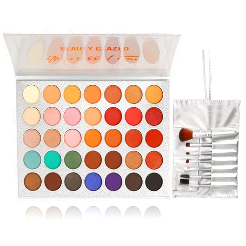 BestLand 35 Colors Eyeshadow Palette with 7Pcs Makeup Brushes Set, All in One Makeup Kit Matte Shimmer Pigmented Eye Shadow Pallete Waterproof Powder Natural Nude Naked Smokey