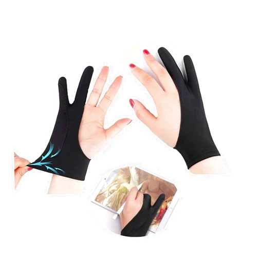 CAISGATO 2PCS Two Finger Sketching Gloves - Perfect for Paper, iPad, and Graphics Drawing Tablets - Left and Right Hand Compatible (Medium)