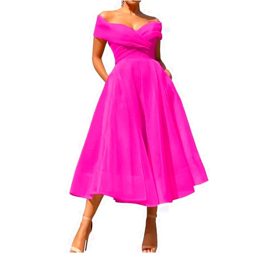 NadlogAlden Off Shoulder Prom Dresses Plus Size Ruched Pleated Teal Length Ball Gown Formal Evening Party Dress with Pockets NA23