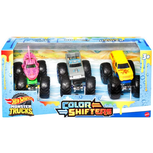 Hot Wheels Monster Trucks 1:64 Color Shifters 3-Pack, Toy Trucks For Kids