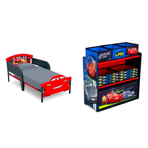 Delta Children's Products Delta Children 3D-Footboard Toddler Bed, Disney/Pixar Cars 3 & Delta Children Multi-Bin Toy Organizer, Disney/Pixar Cars