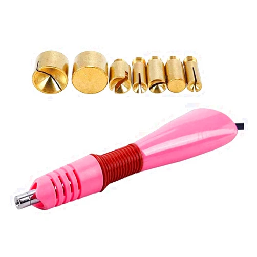 Redson Hotfix Applicator,DIY Hot Fix Rhinestone Setter Applicator Wand Tool Kit Set with 7 Different Sizes Tips,Support Stand (Pink)