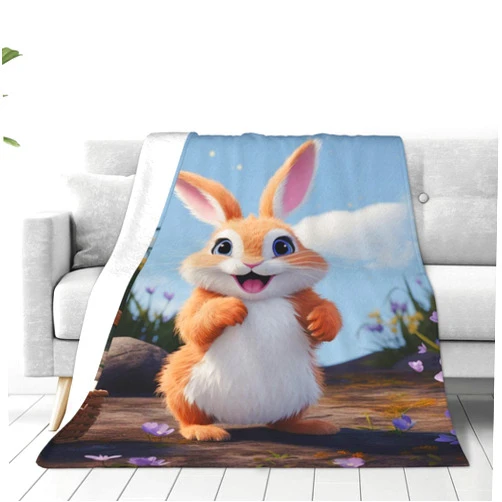 BTCOWZRV Ultra-Soft Micro Fleece Blanket Cartoon Rabbit Throw Blanket Soft Comfortable Throw Blanket Warm Cozy Plush Blanket Lightweight Fuzzy Blankets for Couch Bed Living Room All Season 50