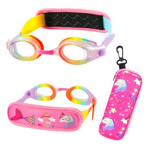 HYDROCOMFY Kid swim goggles Age 3-8,Toddler Goggles No Hair Pull, Children Swimming goggles Fbric Strap
