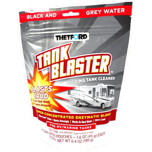 Thetford Tank Blaster - Level Sensor Cleaner - Black & Grey Waste Water Holding Tanks & Portable Tanks Cleaner - 4 x 1.6 oz Packets Thetford - 96527,White