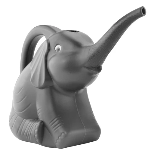 Cornucopia Brands Elephant Watering Can w/Real Eyes, 2 Quart, Grey w/Googly Eyes, Fully Functional Novelty Watering Can