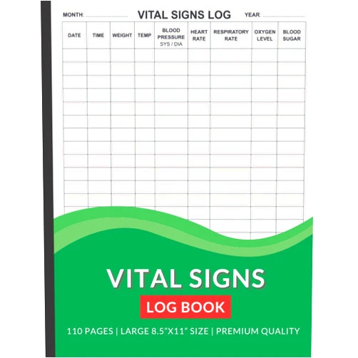 By Hardik Williams (Author) Vital Signs Log Book: Daily personal Health Monitoring Record Log for Blood Pressure, Blood Sugar, Oxygen Level, Heart Pulse Rate,Temperature & Weight | 110 Pages (8.5