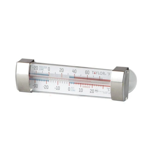 Taylor Large Tube Analog Refrigerator and Freezer Kitchen Thermometer with Suction Cups, Temperature Monitor for Fridge or Freezer, Easy to Read