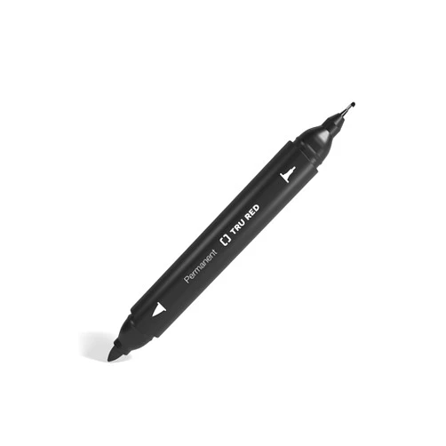 TRU RED TR57830 Pen Permanent Marker, Twin Tip, Black, Dozen