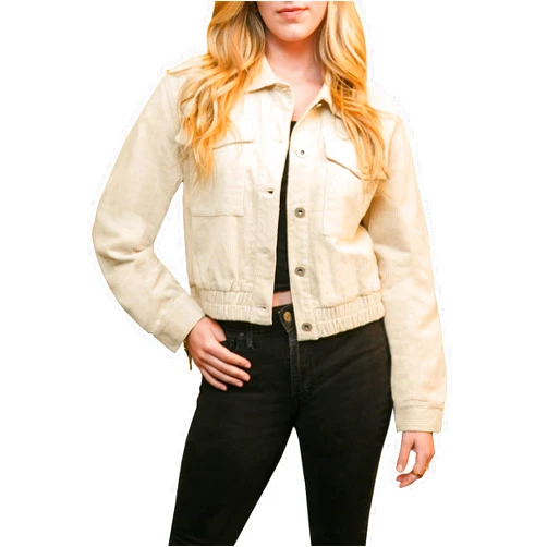Anna-Kaci Long Sleeve Button Down Women's Corduroy Cropped Jacket with Pockets