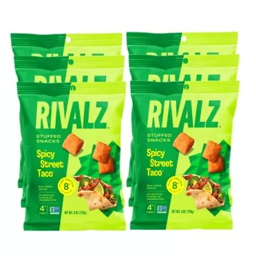 Rivalz Spicy Street Taco Stuffed Snacks - Delicious & Nutritious Veggie Snack Bites - Vegan, Gluten Free, & Non-GMO - Zero Added Sugar and Plant-Based Protein - Healthy Snacks for Adults and Kids
