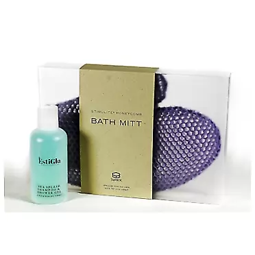 EstiGlo - Sea Shampoo Shower Gel Bundle with Supracor Bath Mitt - Shampoo, Bath Gel & Exfoliating Glove Dead Skin Remover for Body - Exfoliator Glove Honeycomb Face Scrubber Exfoliating Mitt for Body