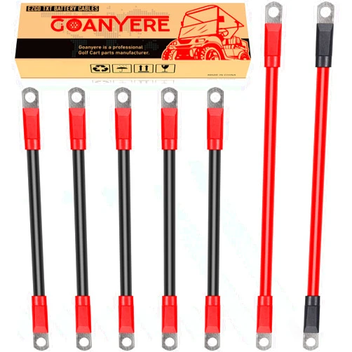 GOANYERE Golf Cart Battery Cables Wiring Kit for EZGO TXT 1994 & UP with 4 Gauge 7 PC AC/DC Wire Golf Cart Battery Cable Set 36 & 48 Volt Golf Cart