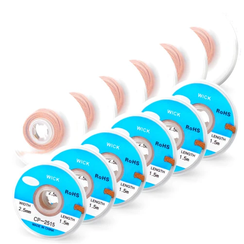 QCDENG 12pcs Length 5ft Width 2.5mm Solder Wick Braid, No-Clean Desoldering Wick Braid Remover Tool for Electrical Components