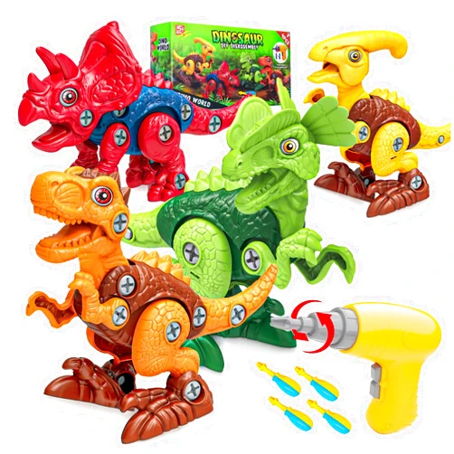 Powerextra Take Apart Dinosaur Toys, STEM Dinosaur Toy Set with Electric Drill, Educational Learning and Fun Construction for Kids Ages 3-8