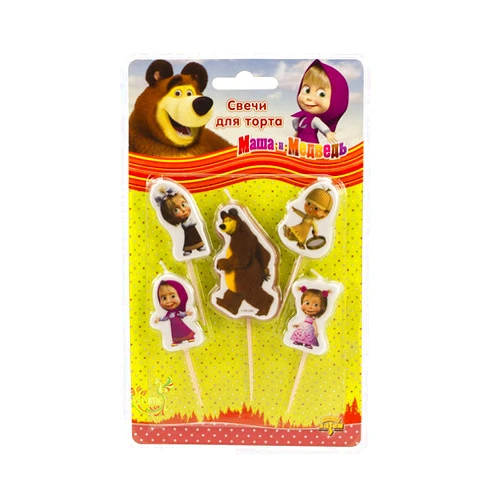 Masha and the Bear Holiday Set of 5 Figures of Candles Masha and the Bear an Excellent Offer for a Birthday Cake Topper Party Supplies Masha y el Oso