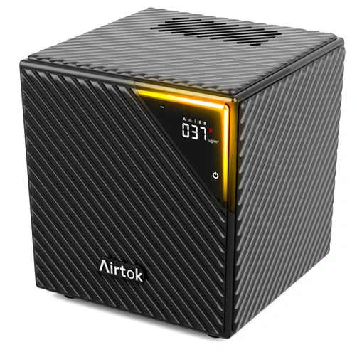 AIRTOK Air Purifier for Home Allergies Pets Hair in Bedroom Covers up to 1200 Sq.Ft with PM2.5 Index, Double-sided Air Inlet Hepa H13 Filters with Auto Mode, Remove Dust Smoke Pollutants Odor, Black