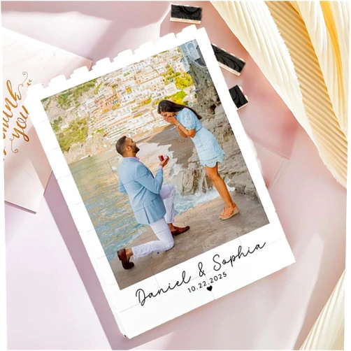 HHLYN14 Custom Photo Building Block, Personalized Picture Brick Display with Name and Date, DIY Building Brick, Gifts for Anniversary, Couple Puzzle Gift
