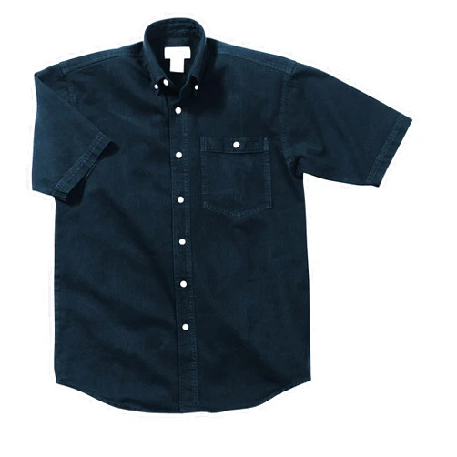 TRENDWAVE SPORTSWEAR Short Sleeve Heavy Weight Denim Button-Down Shirt by Cobra