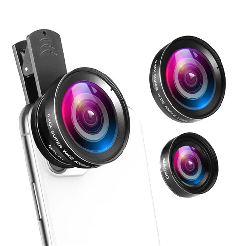 Criacr Phone Camera Lens, 0.45X Super Wide Angle Lens, 15X Macro Lens, Clip-On 2 in 1 Professional for iPhone Lens Kit for TIK Tok, Vlog, Yotube, Compatible with iPhone, Samsung, Google Pixel