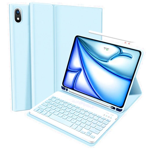 ABEIFAN iPad Air 6th Generation 11 inch 2024 Keyboard Case with Pencil Holder, iPad Air 5th/ 4th Gen 10.9 inch Keyboard - Detachable Wireless Magnetically, Auto Wake/Sleep, Blue